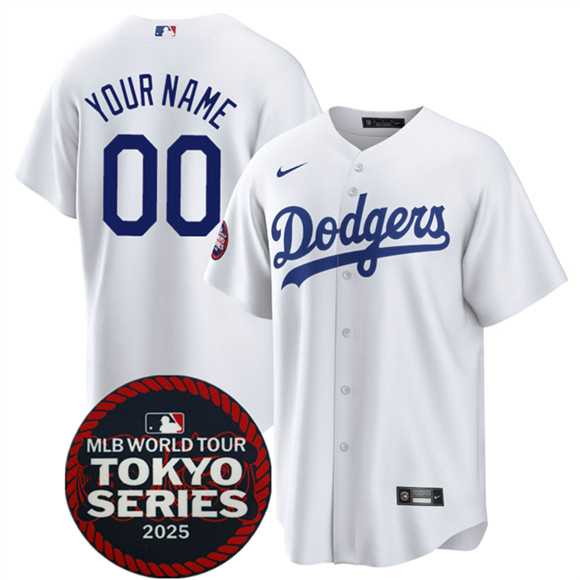 Mens Los Angeles Dodgers ACTIVE PLAYER Custom White 2025 World Tour Tokyo Series Home Stitched Baseball Jersey